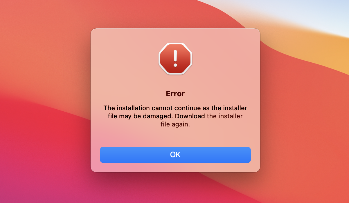 Mac: risolvere “The installation cannot continue as the installer file may be damaged”