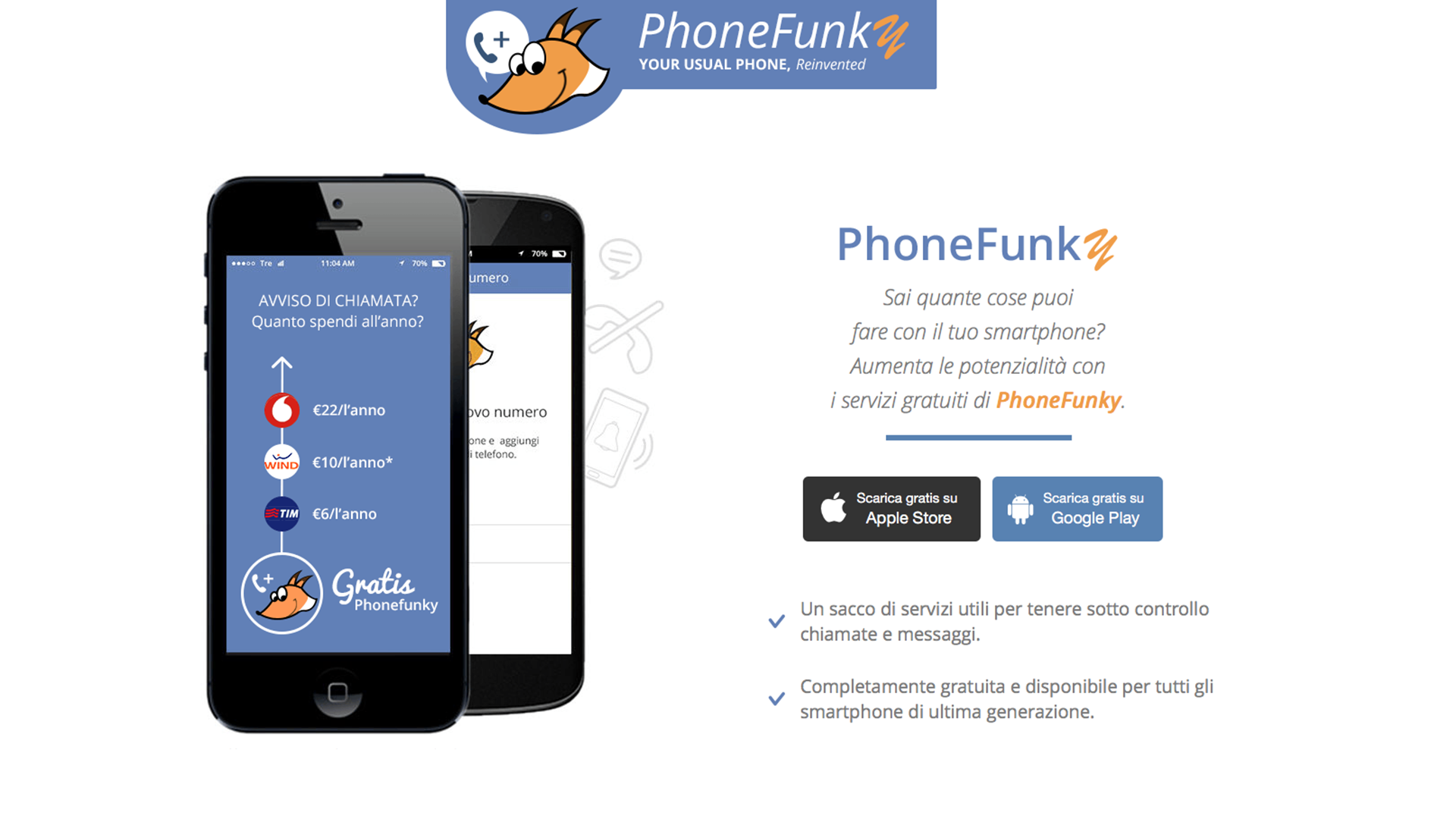Avvisi di chiamata gratis con PhoneFunky